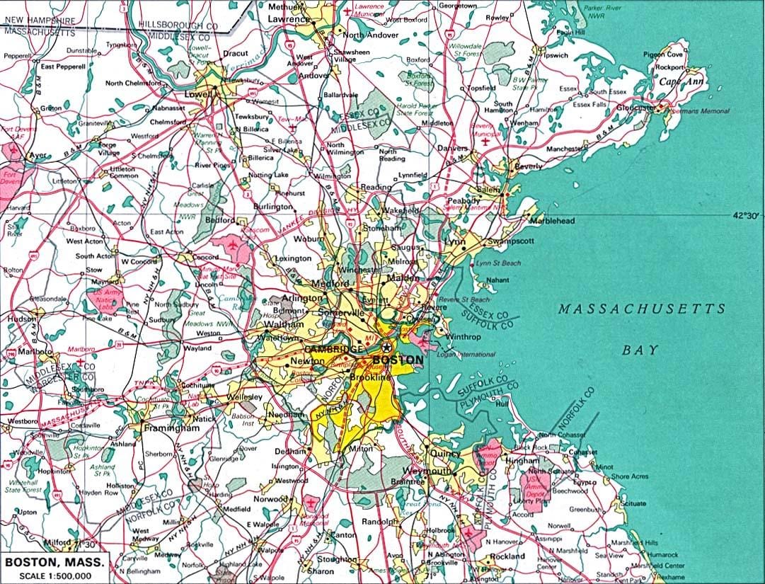 xəritə böyük Boston