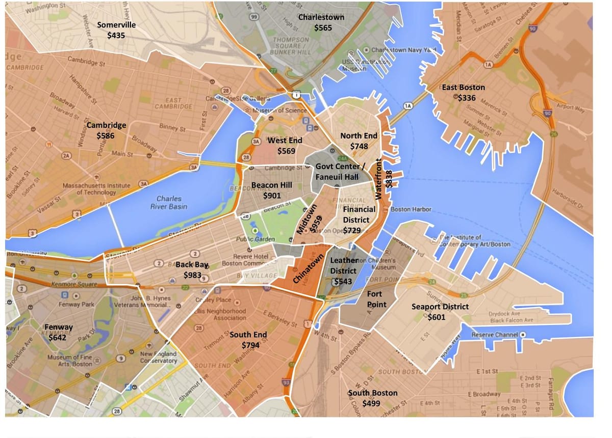 Boston şəhərində abadlıq xəritə