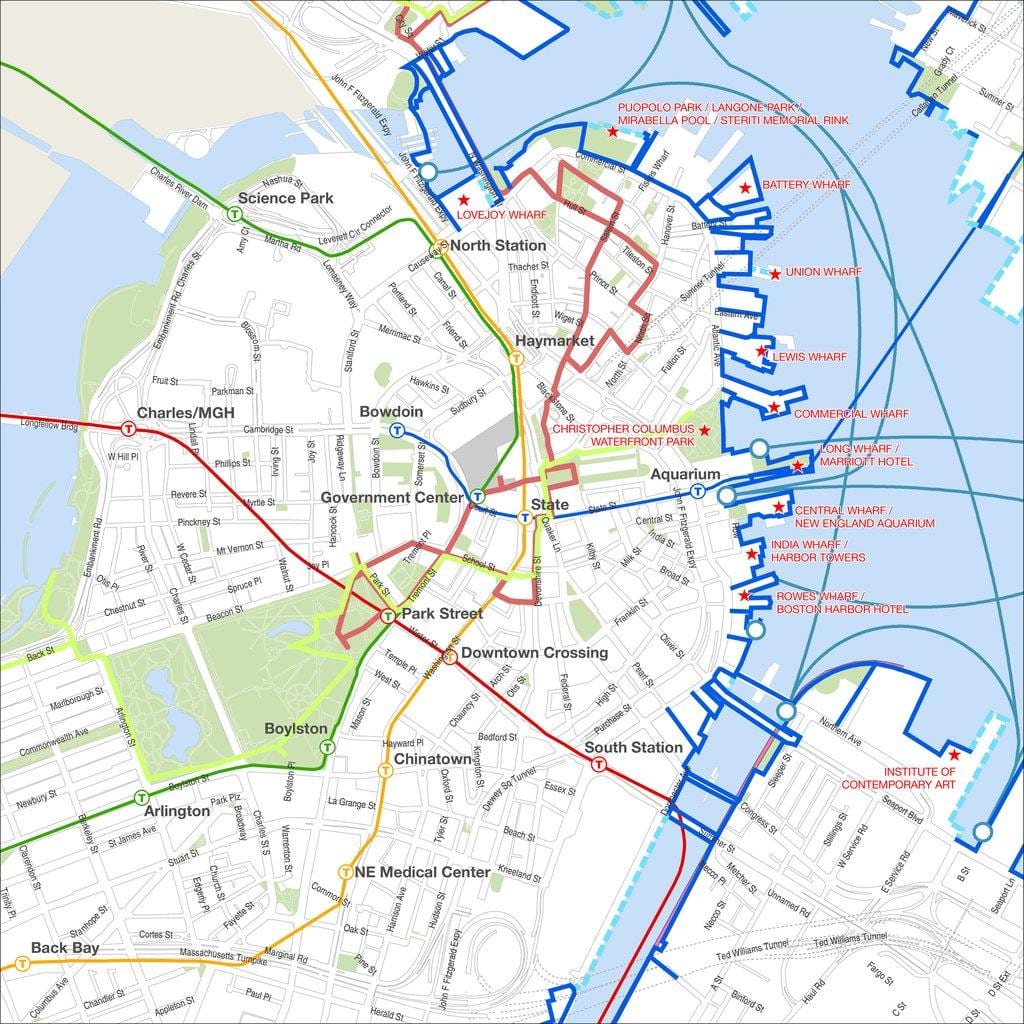 Boston gəzinti tur xəritə