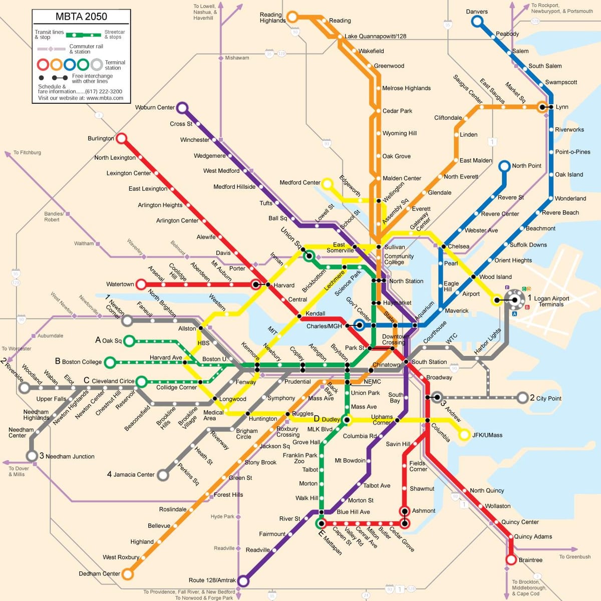 Boston ictimai nəqliyyat xəritəsi