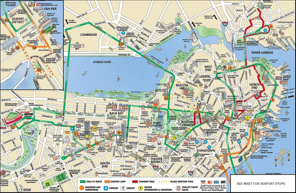 Boston avtobus turları üzrə xəritə