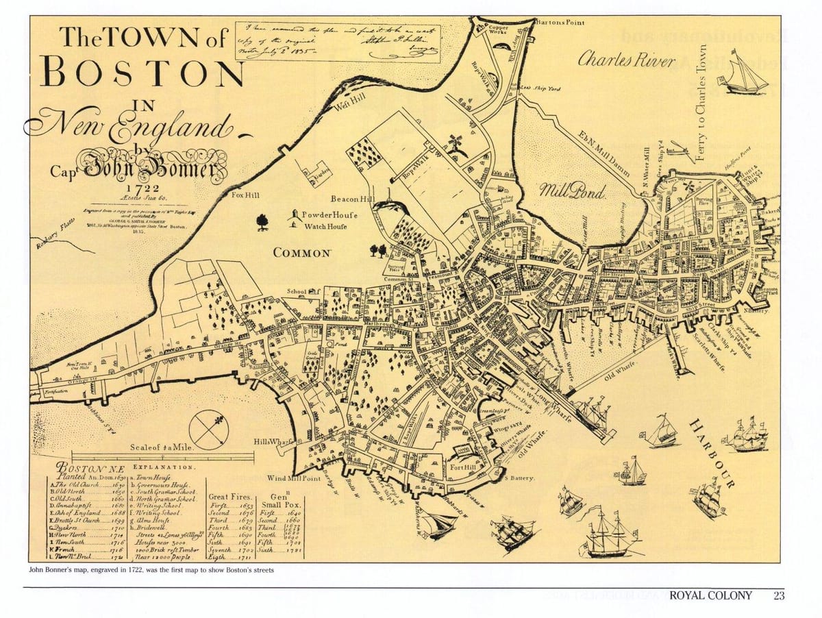 köhnə xəritəsi Boston