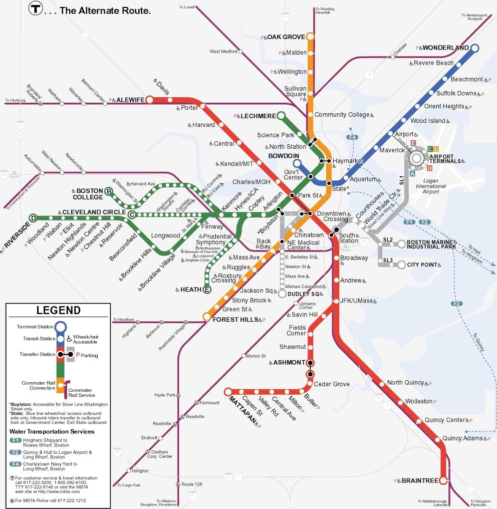 narıncı line Boston xəritə