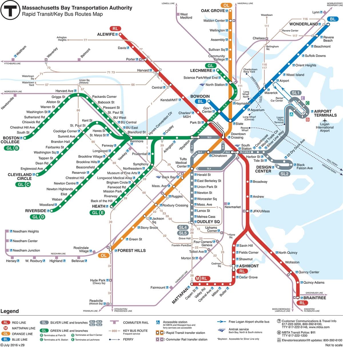 yaşıl xətt xəritədə Boston