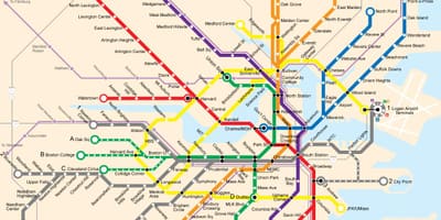 Boston ictimai nəqliyyat xəritəsi